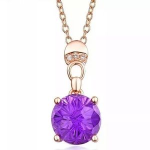 Amethyst 14K Rose Gold Diamond Necklace